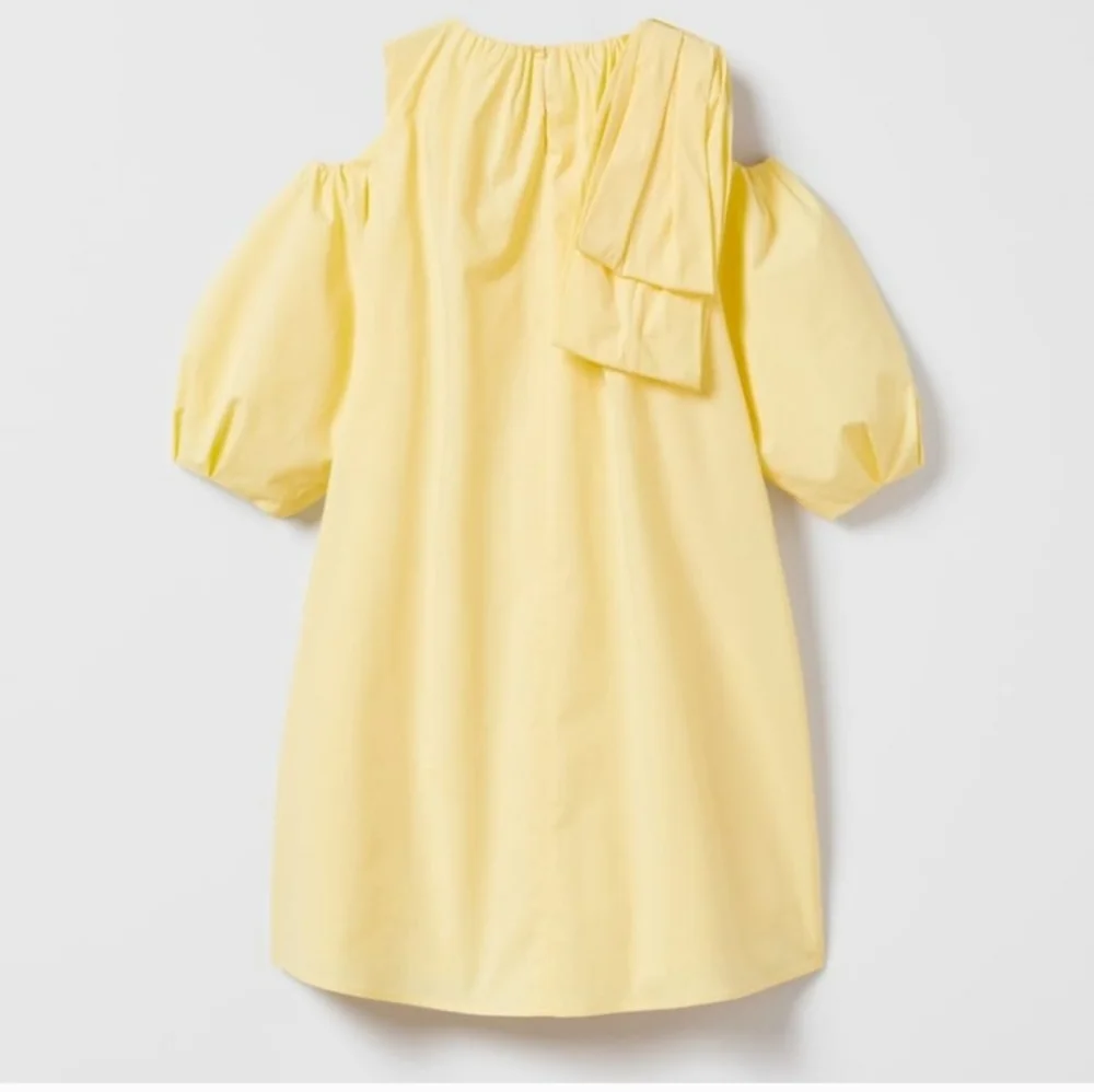 LIKE NEW ZARA GIRL'S YELLOW POPLIN DRESS WITH BOW SZ 7 $46